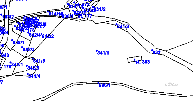 Parcela st. 841/1 v KÚ Ostružná, Katastrální mapa