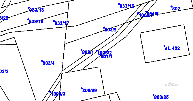 Parcela st. 1005/2 v KÚ Ostružná, Katastrální mapa