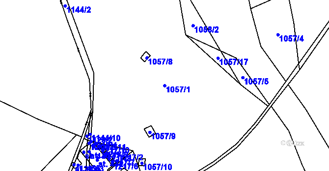 Parcela st. 1057/1 v KÚ Ostružná, Katastrální mapa