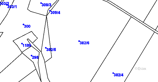 Parcela st. 382/6 v KÚ Ostružná, Katastrální mapa