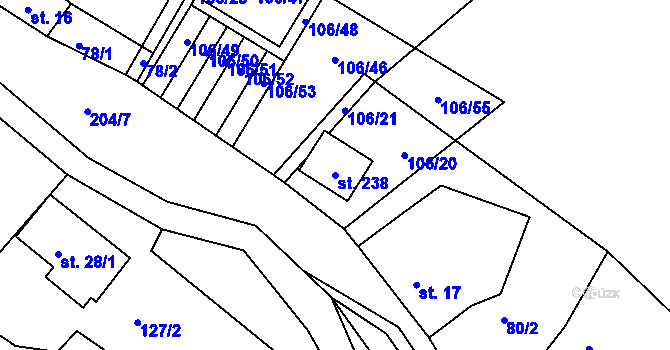 Parcela st. 238 v KÚ Petříkov u Branné, Katastrální mapa