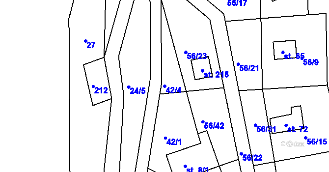 Parcela st. 42/4 v KÚ Petříkov u Branné, Katastrální mapa