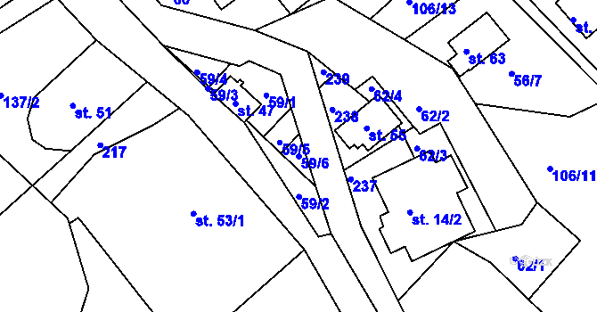 Parcela st. 59/6 v KÚ Petříkov u Branné, Katastrální mapa