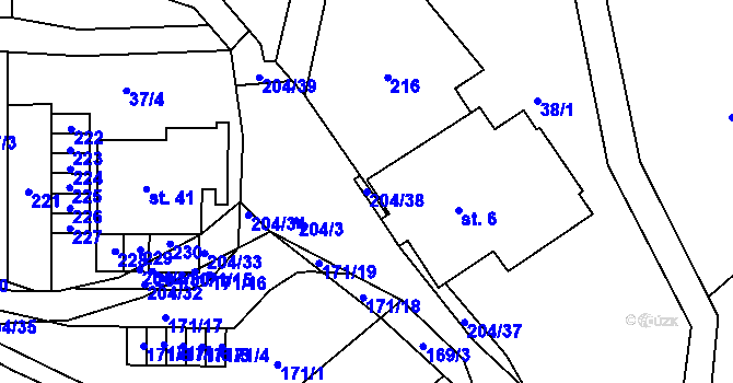 Parcela st. 204/38 v KÚ Petříkov u Branné, Katastrální mapa
