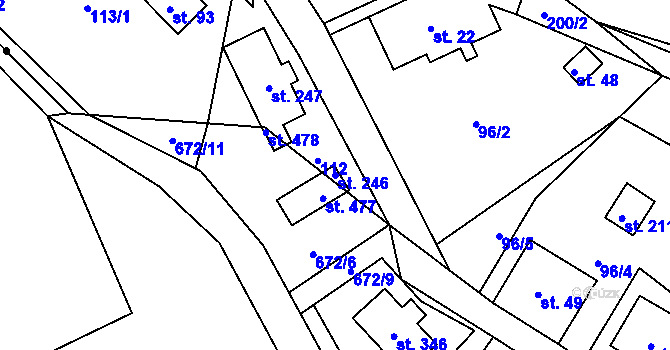 Parcela st. 246 v KÚ Petříkov u Branné, Katastrální mapa