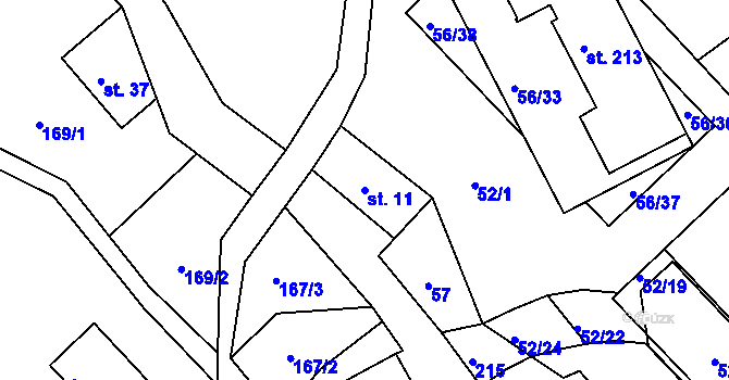 Parcela st. 11 v KÚ Petříkov u Branné, Katastrální mapa