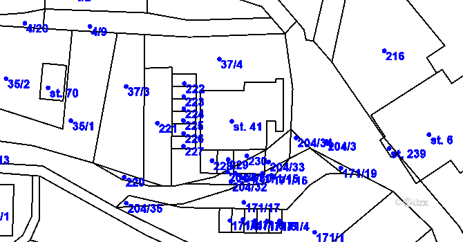 Parcela st. 41 v KÚ Petříkov u Branné, Katastrální mapa