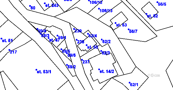Parcela st. 55 v KÚ Petříkov u Branné, Katastrální mapa