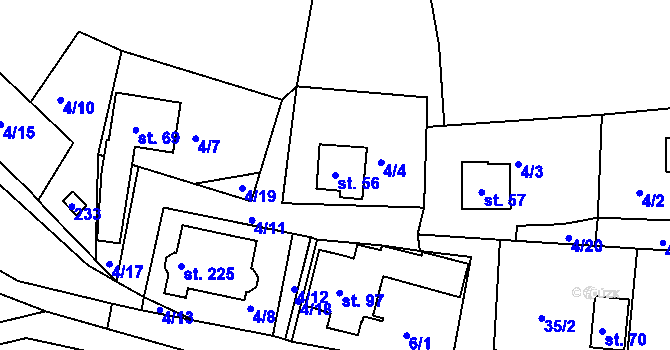 Parcela st. 56 v KÚ Petříkov u Branné, Katastrální mapa