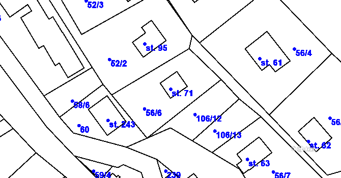 Parcela st. 71 v KÚ Petříkov u Branné, Katastrální mapa