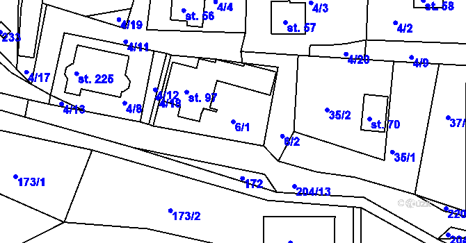 Parcela st. 6/1 v KÚ Petříkov u Branné, Katastrální mapa