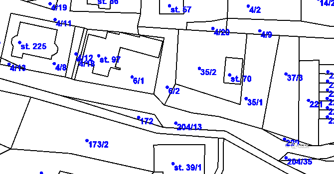 Parcela st. 6/2 v KÚ Petříkov u Branné, Katastrální mapa