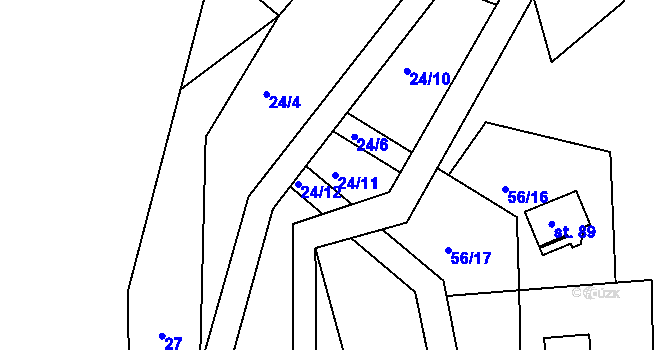 Parcela st. 24/11 v KÚ Petříkov u Branné, Katastrální mapa