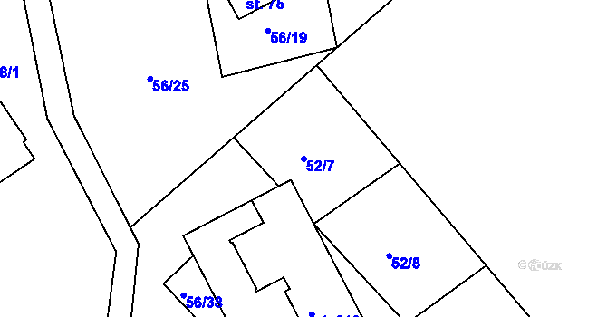 Parcela st. 52/7 v KÚ Petříkov u Branné, Katastrální mapa