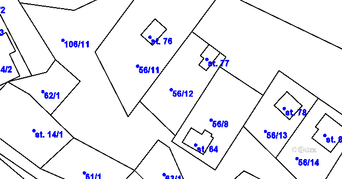 Parcela st. 56/12 v KÚ Petříkov u Branné, Katastrální mapa