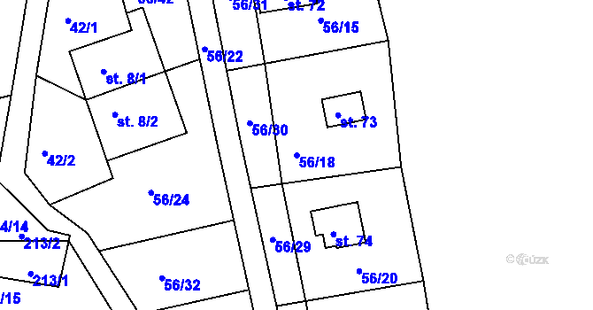 Parcela st. 56/18 v KÚ Petříkov u Branné, Katastrální mapa