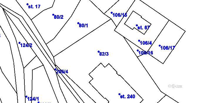 Parcela st. 82/3 v KÚ Petříkov u Branné, Katastrální mapa