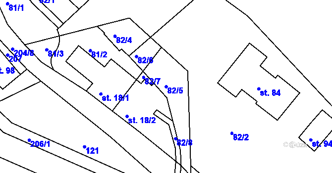 Parcela st. 82/5 v KÚ Petříkov u Branné, Katastrální mapa