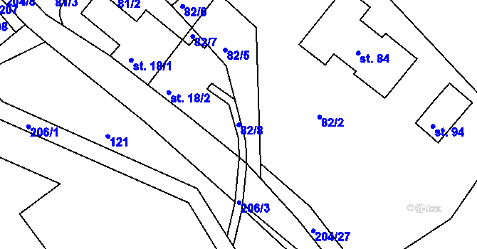 Parcela st. 82/8 v KÚ Petříkov u Branné, Katastrální mapa
