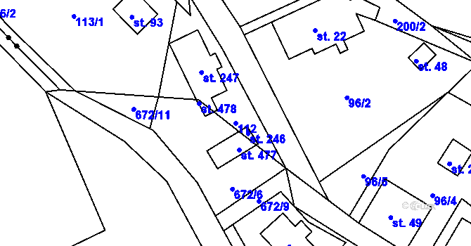 Parcela st. 112 v KÚ Petříkov u Branné, Katastrální mapa