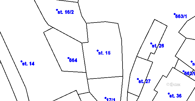 Parcela st. 15 v KÚ Ostružno na Šumavě, Katastrální mapa