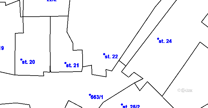 Parcela st. 22 v KÚ Ostružno na Šumavě, Katastrální mapa