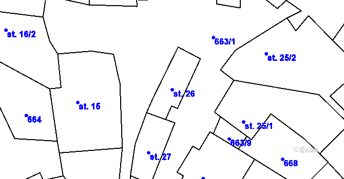 Parcela st. 26 v KÚ Ostružno na Šumavě, Katastrální mapa