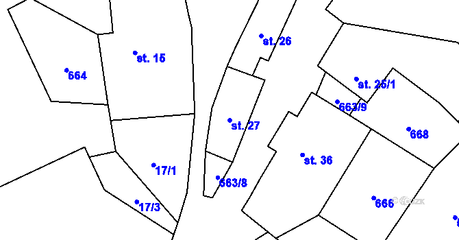 Parcela st. 27 v KÚ Ostružno na Šumavě, Katastrální mapa