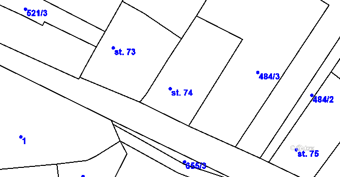 Parcela st. 74 v KÚ Ostružno na Šumavě, Katastrální mapa