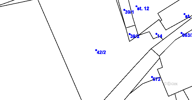 Parcela st. 42/2 v KÚ Ostružno na Šumavě, Katastrální mapa