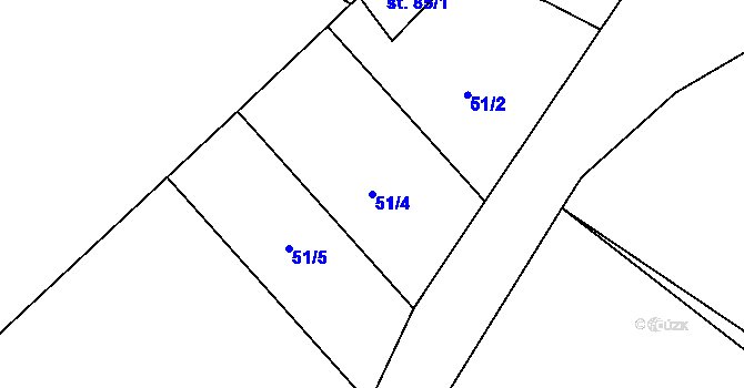 Parcela st. 51/4 v KÚ Ostružno na Šumavě, Katastrální mapa
