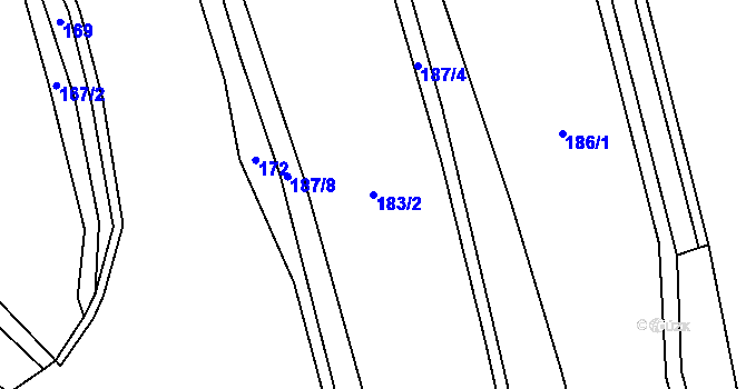 Parcela st. 183/2 v KÚ Ostružno na Šumavě, Katastrální mapa