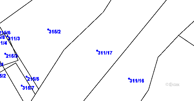 Parcela st. 311/17 v KÚ Ostružno na Šumavě, Katastrální mapa