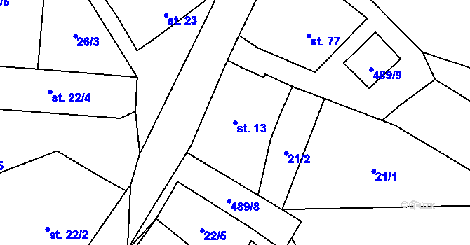 Parcela st. 13 v KÚ Ostružno u Jičína, Katastrální mapa