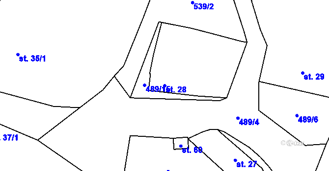 Parcela st. 28 v KÚ Ostružno u Jičína, Katastrální mapa