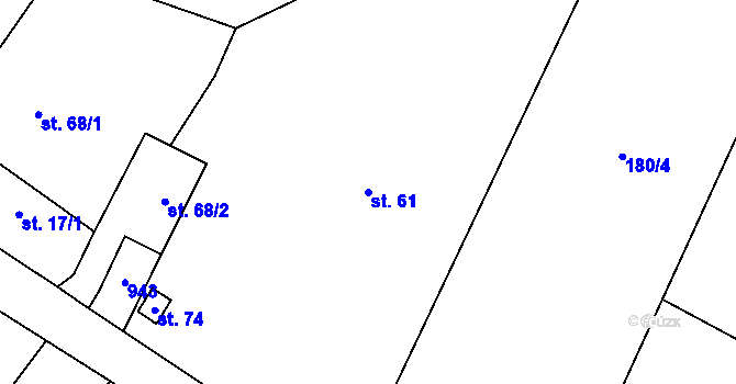 Parcela st. 61 v KÚ Ostružno u Jičína, Katastrální mapa