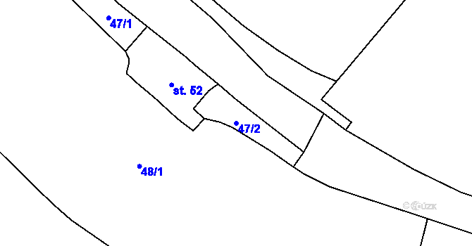 Parcela st. 47/2 v KÚ Ostružno u Jičína, Katastrální mapa