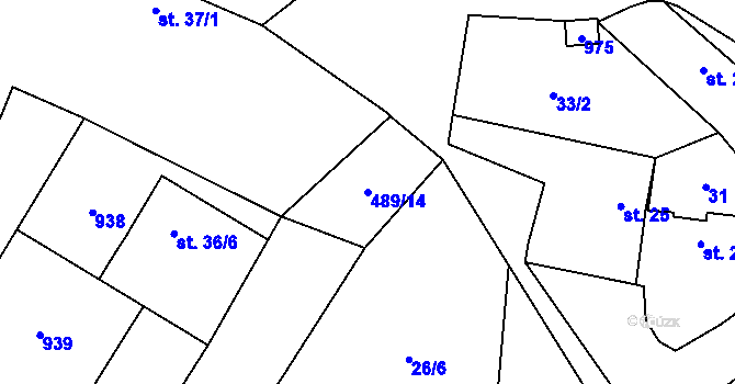 Parcela st. 489/14 v KÚ Ostružno u Jičína, Katastrální mapa