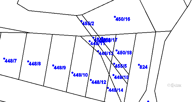 Parcela st. 448/13 v KÚ Ostružno u Jičína, Katastrální mapa
