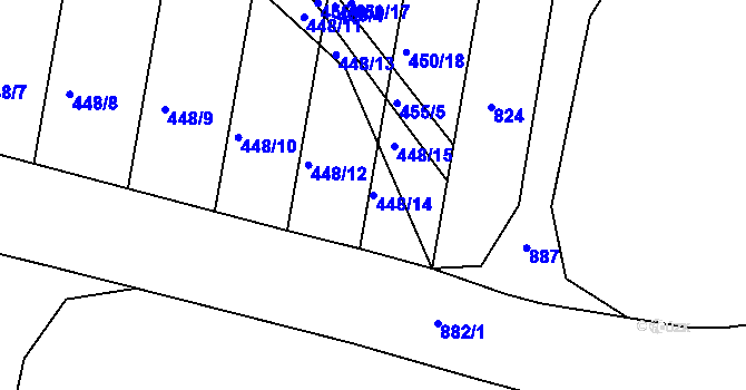 Parcela st. 448/14 v KÚ Ostružno u Jičína, Katastrální mapa