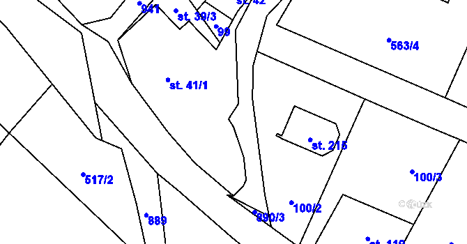 Parcela st. 41/2 v KÚ Ostředek, Katastrální mapa