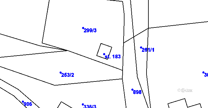 Parcela st. 183 v KÚ Ostředek, Katastrální mapa
