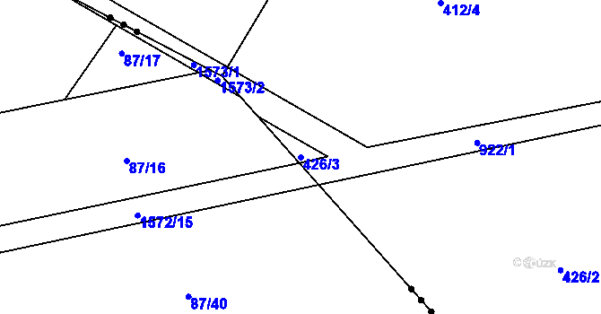 Parcela st. 426/3 v KÚ Ostředek, Katastrální mapa