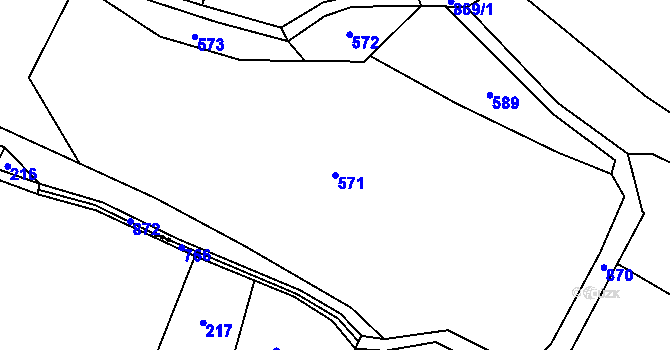 Parcela st. 571 v KÚ Ostředek, Katastrální mapa