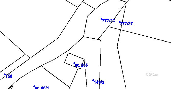 Parcela st. 777/5 v KÚ Ostředek, Katastrální mapa