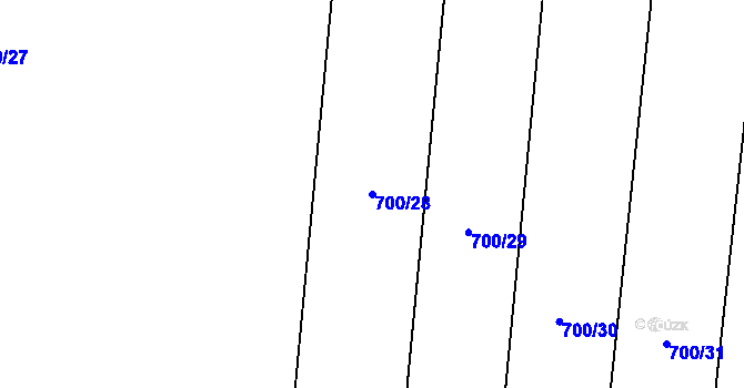 Parcela st. 700/28 v KÚ Ostředek, Katastrální mapa