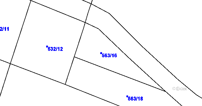 Parcela st. 563/16 v KÚ Ostředek, Katastrální mapa