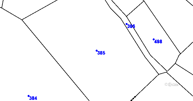 Parcela st. 385 v KÚ Vodslivy, Katastrální mapa