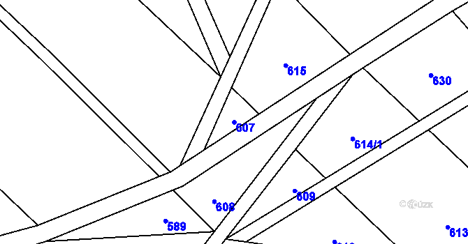 Parcela st. 607 v KÚ Vodslivy, Katastrální mapa