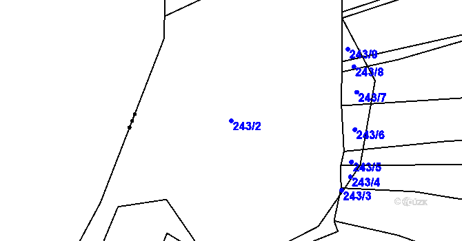 Parcela st. 243/2 v KÚ Vodslivy, Katastrální mapa